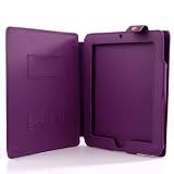 Leather Flip Case, Cover, Stand for Apple iPad Provides Ease of Access and Protection. Comfortable, Sleek, Ergonomic! - PURPLE