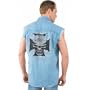Ultimate Cycle Products Skull Iron Cross Frayed Woven Shirt , Color: Denim, Size: XL 60-20304-XL