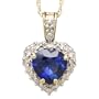 10k Yellow Gold Heart Shaped Lab-Created Sapphire and Diamond Pendant