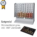 M�nzsortierer Spardose 210 x 100 x 195 mm Sammeldose lichtgrau, inkl. M�nzz�hlbrett