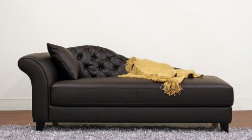 Baxton Studio Josephine Leather Victorian Modern Chaise Lounge, Brown