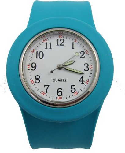 Acczilla Slap Watch - Silicone Slap On Watch - Aqua Blue - Large