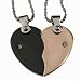Lovers /Couple Rose Gold & Black Tone Split Heart Pendant Set, Stainless Steel