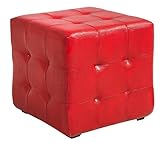 Hocker Paul, Sitzwürfel ohne Knopf, Bezug Lederoptik rot