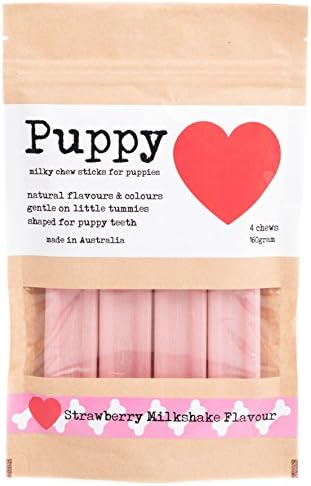 Puppy - Milky Chew Sticks for Puppies (Natural flavours &amp; Colours Gentle on Little Tummies Shaped for Puppy Teeth) Strawberry Milkshake Flavour!
