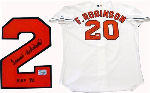 Frank Robinson ''HOF 82'' Autographed/Hand Signed Baltimore Orioles Authentic Jersey