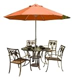 Coco Palm Patio 5 Piece Table and Arm Chair Set