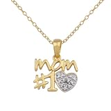 41I2vhQkZyL. SL160  18k Yellow Gold Plated Sterling Silver Diamond Accent Mom #1 Love Pendant, 18