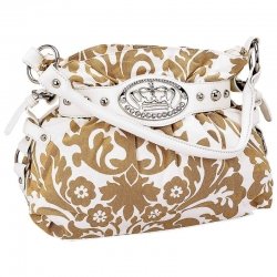 TAN & WHITE CANVAS PURSE