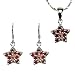 Garnet Cubic Zirconia Pave Star Platinum Overlay CAREFREE Sterling Silver Pendant Necklace and Drop Earrings Set