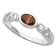 14K White Gold Smoky Quartz and Diamond Ring