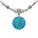 YAZILIND Chain Green Round Rimous Stone Pendant Necklace vintage