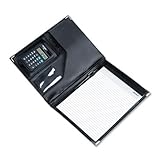 Portfolio Pad Holder with Calculator, 8 DGT LCD Display, Incl. Pad and Pen, BLK VCT1135