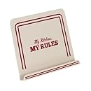 Cake Boss Countertop Accessories Metal Cookbook Stand, Cream, "My Kitchen, My Rules"