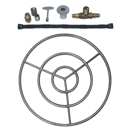 Dreffco 30" Stainless Steel Complete Fire Pit Burner Ring with Deluxe Connection Kit LP
