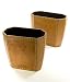 Set of 2 Leather Wastebaskets - Brown
