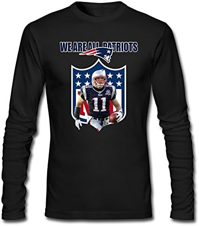 LIUTOY Men's Long Sleeve New England Patriots Julian Edelman No.11 T-shirt Black S