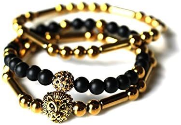 Gold Lion Head Jewelry Matte Agate Beads Energy Strength Bracelet Pray Buddha Bracelet