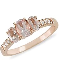 10k Rose Gold Morganite and Diamond Ring (0.08 Cttw, G-H Color, I2-I3 Clarity)