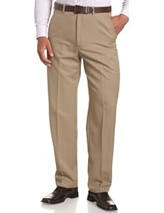 Haggar Men's Cool 18 Hidden Expandable Waist Plain Front Pant,British Khaki,42x29