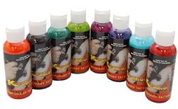 8 COLOR TATTOO INK 2 OUNCE SIZE SECONDARY COLORS TEMPORARY AIRBRUSH PAINT SET