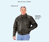 Men's Big & Tall Size Leather Jacket with Zippered Pocket & Zipout Liner