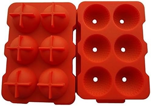 Premium Quality 6 Tray Ice Sphere Red Balls Round Silicone Mold Whiskey Cocktail Barware