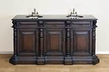 Double Sink Marble Top Bathroom Vanity W/Sink Faucet
