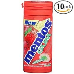 Mentos Gum - Red Fruit Lime, 15 Piece (Pack of 10)