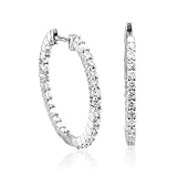Certified 14k White Gold Inside-Out Hoop Diamond Earrings (GH, SI-I, 1.00 carat)