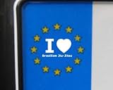 4 Aufkleber - WEIß - I love Brazilian Jiu-Jitsu - Nummernschild, Spiegel, Handy Sticker