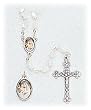 Mother of Pearl Rosary - Madonna with Lilies - 7mm Faux Mother of Pearl Beads - 18in. Chain - Center Piece with Matching Pendant - Gift Box Included - IMPORTED FROM ITALY