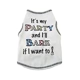 I See Spots Dog Pet Cotton T Shirt Tank Its My Party and Ill Bark If I Want To Medium White