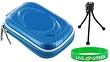 Hard Carrying Case (Candy Blue) and Tripod for Kodak Easyshare M341 Digital Camera Red