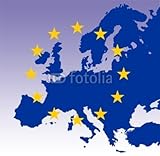IMAGE OF Wallmonkeys Peel and Stick Wall Decals - Gold Eu Stars on Map of Blue Europe with Light Purple Gradient B - 48