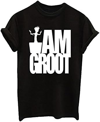 Apparel Inter Women Hipster I Am Groot Print Black Casual Sexy T-Shirt