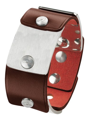 Cobra - JB019BR - Ligne Armadillo - Bracelet Mixte  ecailles  avec maillons acier inox satines - Cuir - Veau Grand Modele