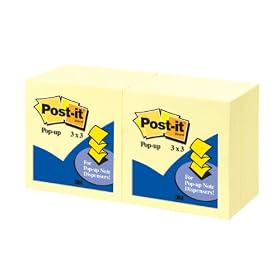 Post-it Notes, Original Pop-up Refill, 3 Inches x 3 Inches , Canary Yellow, 12 Pads per Pack (R330-YW)