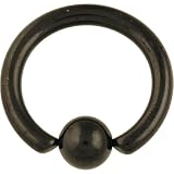 Single PVD Stainless Steel Captive Bead Ring: 10g 9/16 Black