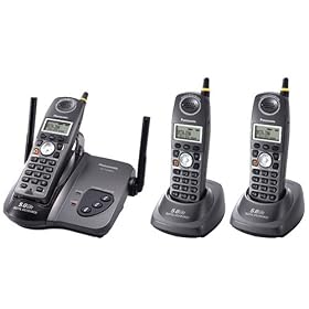 Panasonic Refurb KXTG5623B 5.8GHz Cordless Phone, 3 Handset, 1x3,Black