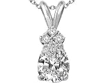 1.41 cts Genuine White Topaz Pendant - 14kt White or Yellow Gold FREE GIFT BAG!