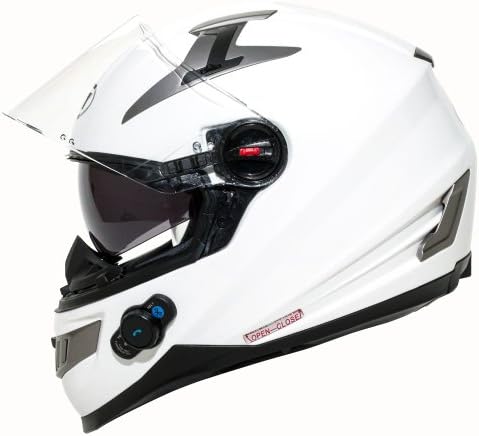 BILT Techno Bluetooth Full-Face Motorcycle Helmet - MD, White