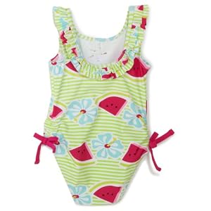 Flapdoodles 1 Piece Watermelon Stripe Swimsuit, Green Stripe