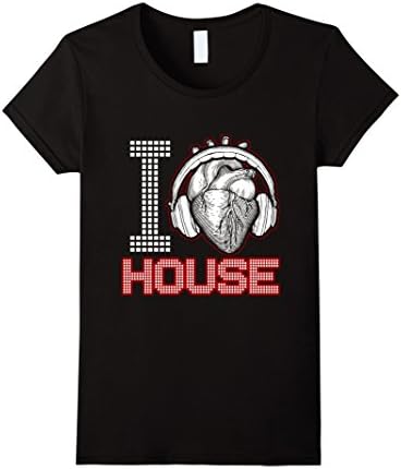 Women's I Heart ( Love ) House Music Shirt EDM Clothes XL Black