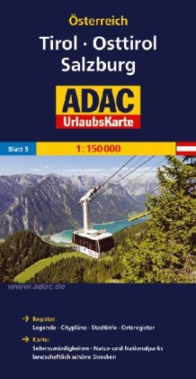 Carto Travel, Ostfildern ADAC Urlaubskarte Tirol, Osttirol, Salzburg 1:150.000: Register: Legende, Citypl&auml;ne, Stadtinfo, Ortsregister. Karte: Sehe ...