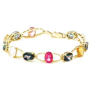 10k Yellow Gold Multi-Colored Topaz Bracelet, 7 1 8 by