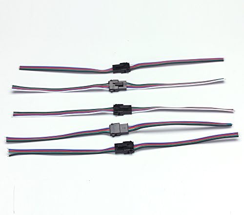 TinFmoon 5Pairs 5Pin Male &amp; Female RGBW LED Connector Cable Wire For 5050 SMD LED Strip
