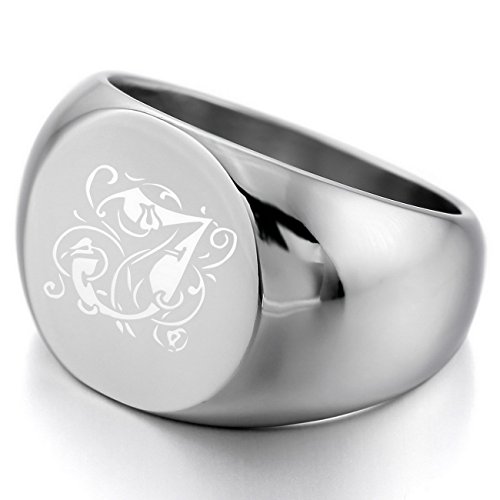 MeMeDIY Silver Stainless Steel Ring Signet - Customized Engraving