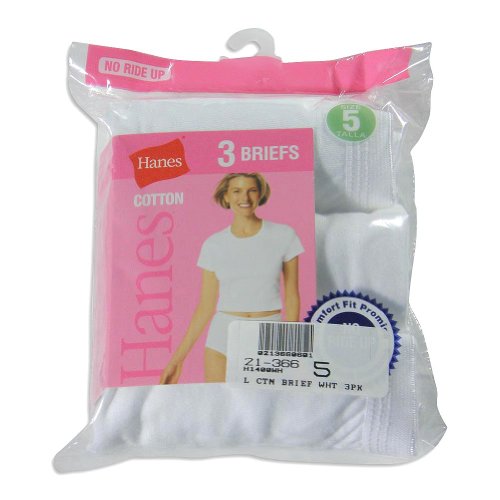 Hanes - Ladies 3 Pack Cotton Briefs, 1400WH, White