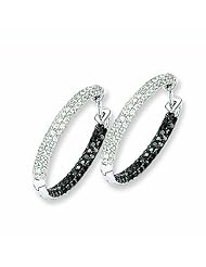 1.7 Carat 14K White Gold Black & White Diamond In-Out Hoop Earrings